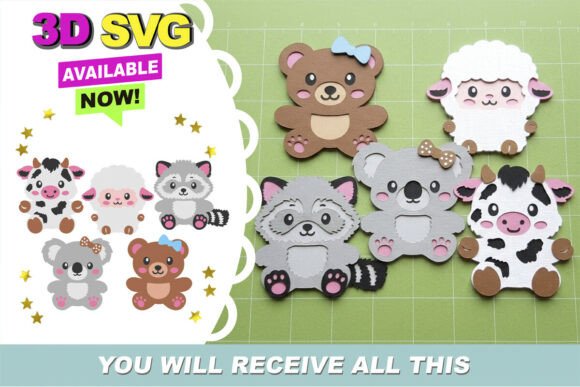 Download Stuffed Animals Kawaii 3D SVG - Svg Collection