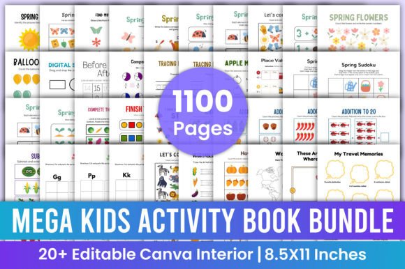 Download Mega Kids Activity Book Bundle Canva Kdp - Kids activity Collection