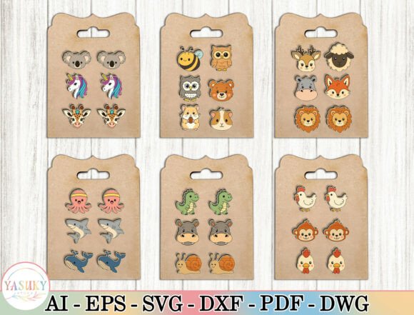 Download Cute Animal Stud Earrings SVG Bundle - Svg Collection